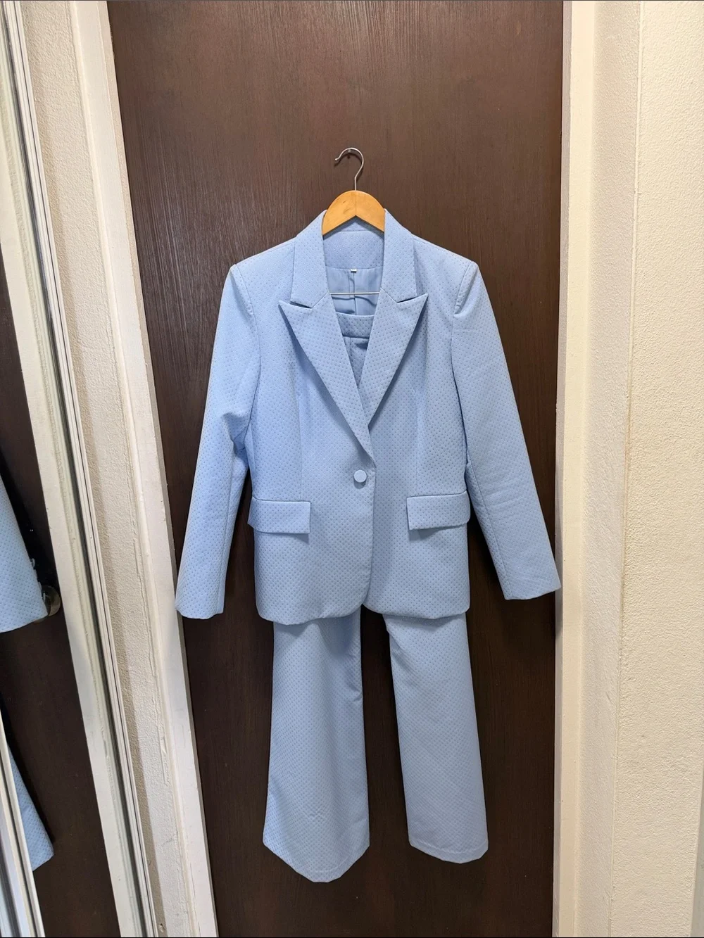Light Blue Sparkly Women's Two-Piece Suit Blazer & Pants